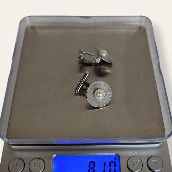 Vintage Destino Sterling & Pearl Cufflinks - Picture 7 of 7